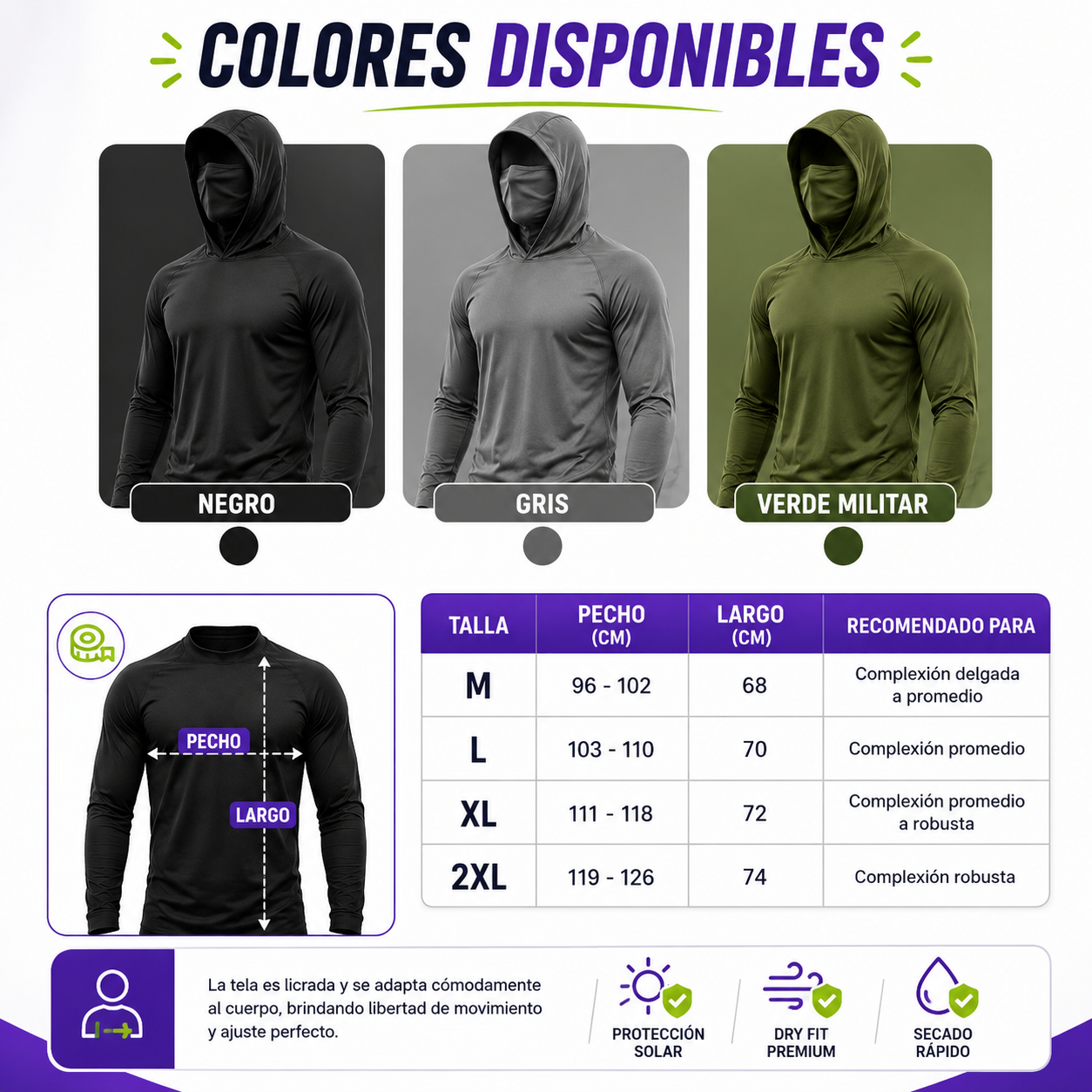 CoolShield™ Pro 3 en 1" | Camiseta Dry Fit Premium con Capucha y Tapabocas Integrado