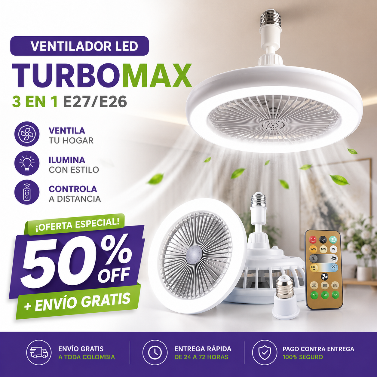 Ventilador Inteligente de LED 2 en 1 TurboMax™ - [SUPER POTENTE]