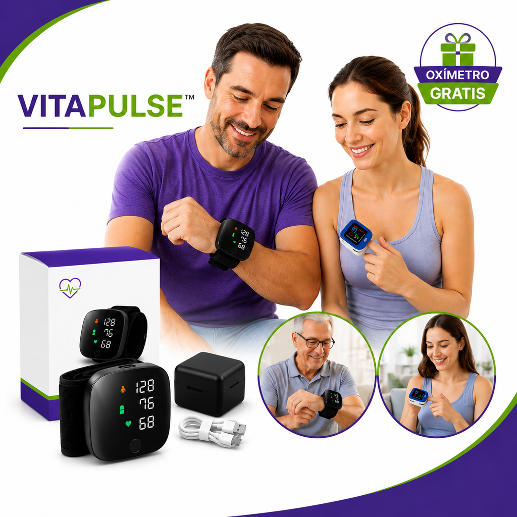 VitaPulse™ - Tensiómetro Automático de Muñeca + Oxímetro GRATIS