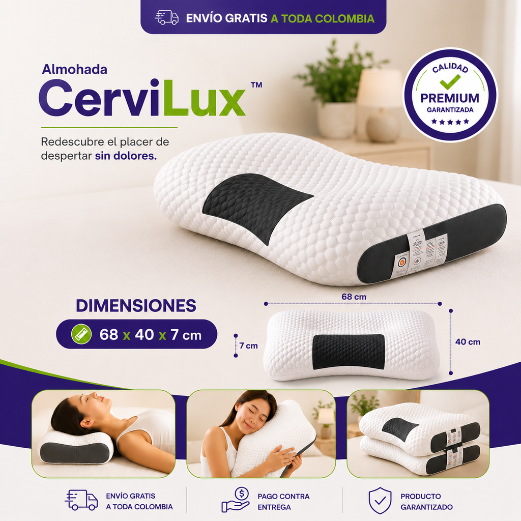 PAGA 1 y LLÉVATE 4 - Almohada CerviLux™ - Redescubre el placer de despertar sin dolores